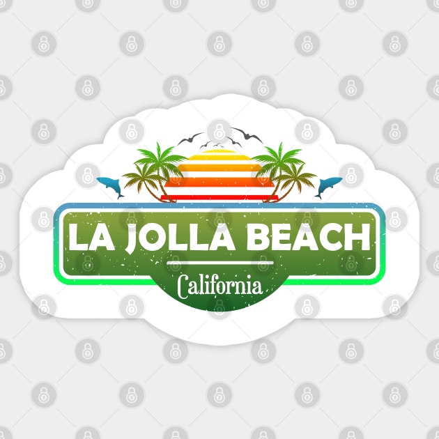 La Jolla Beach California, Palm Trees Sunset Summer Sticker by Jahmar Anderson